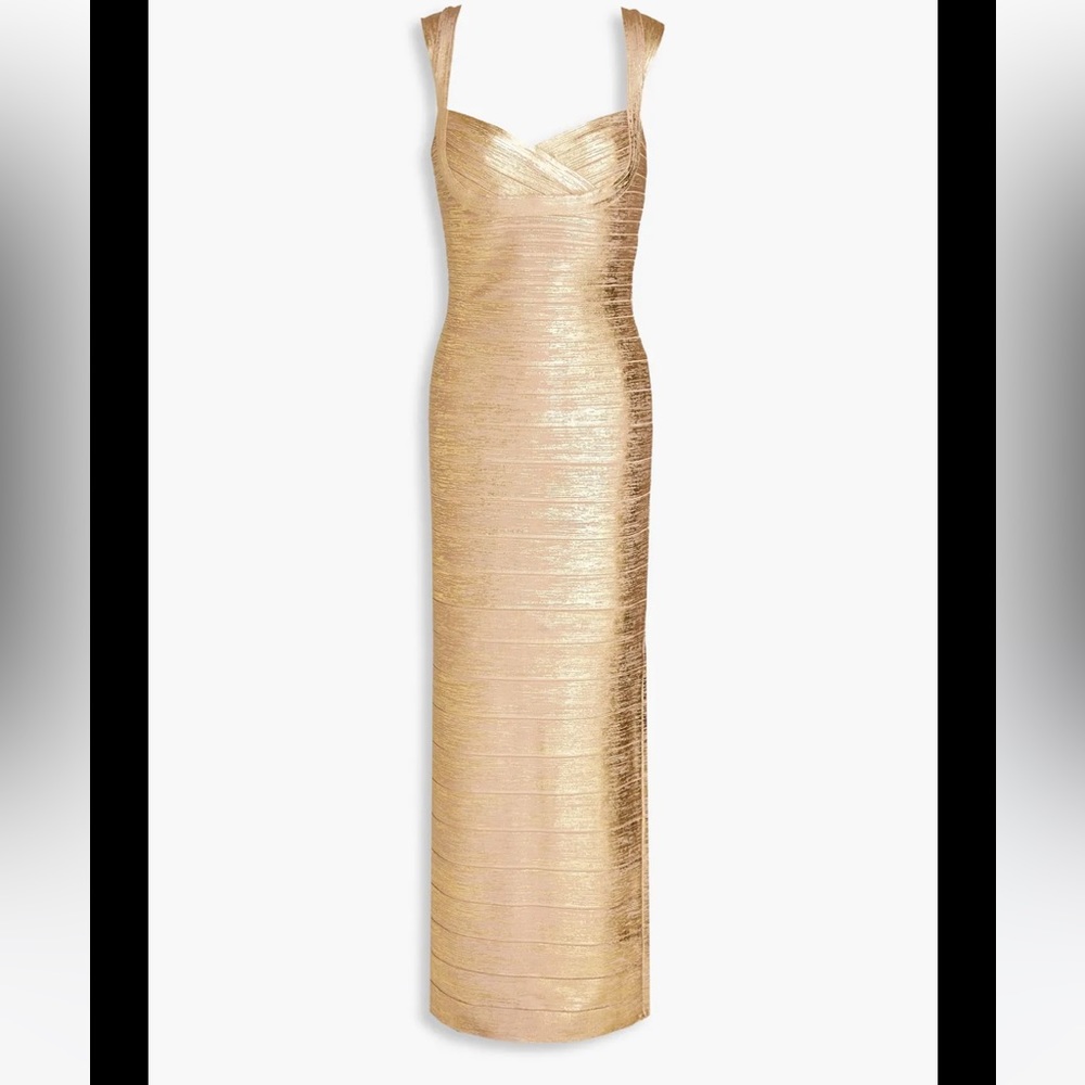 Herve Leger Paris Gold Bandage Dress